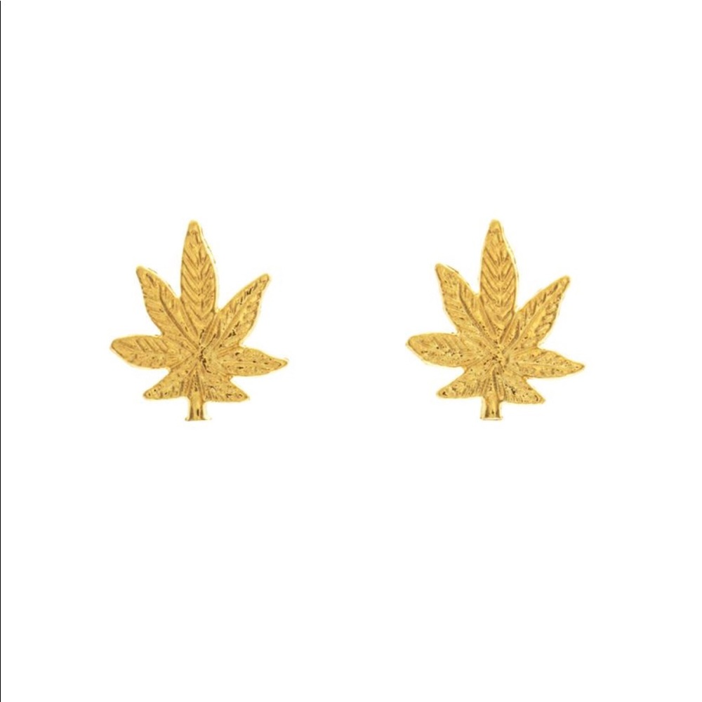 Vida Kush Weed Leaf “Mary Jane” Earrings - Gold